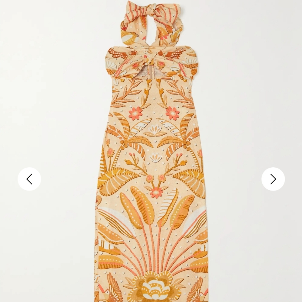 Farm Rio Jungle Chic Cutout Halter Midi Dress